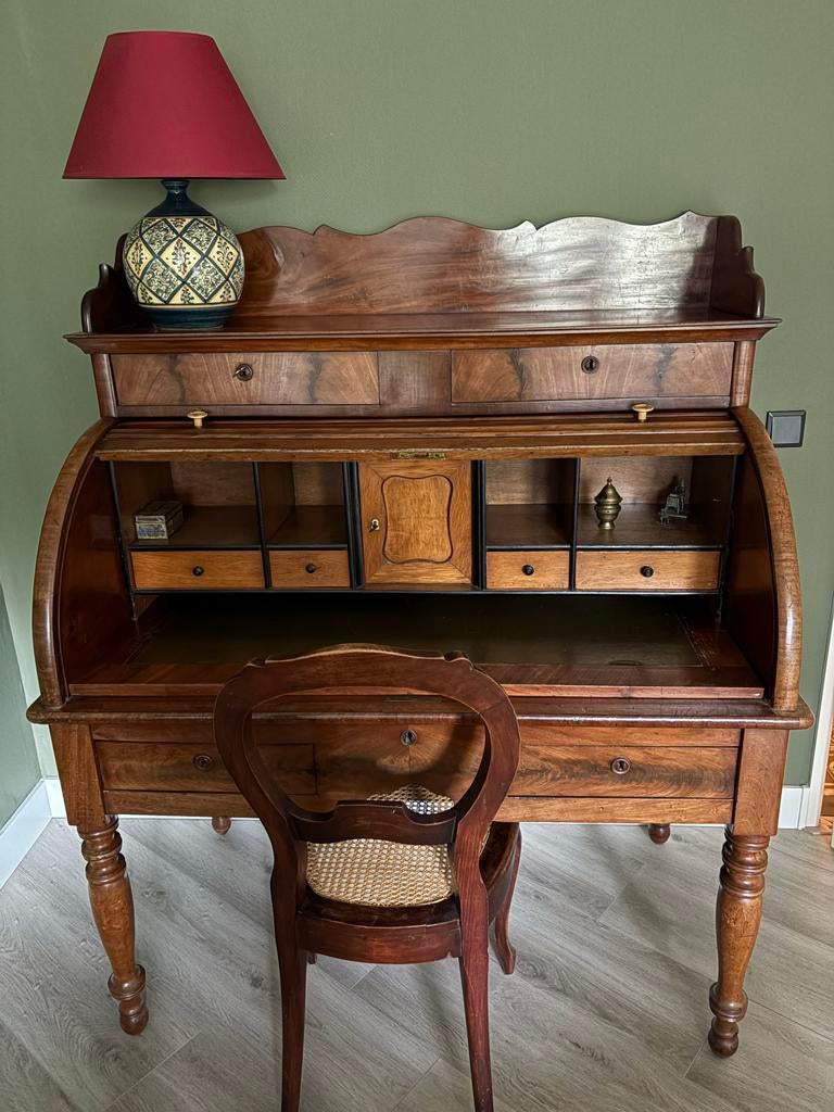 Antiek rolluikbureau, mahoniehout, Victoriaans., Ophalen of Verzenden