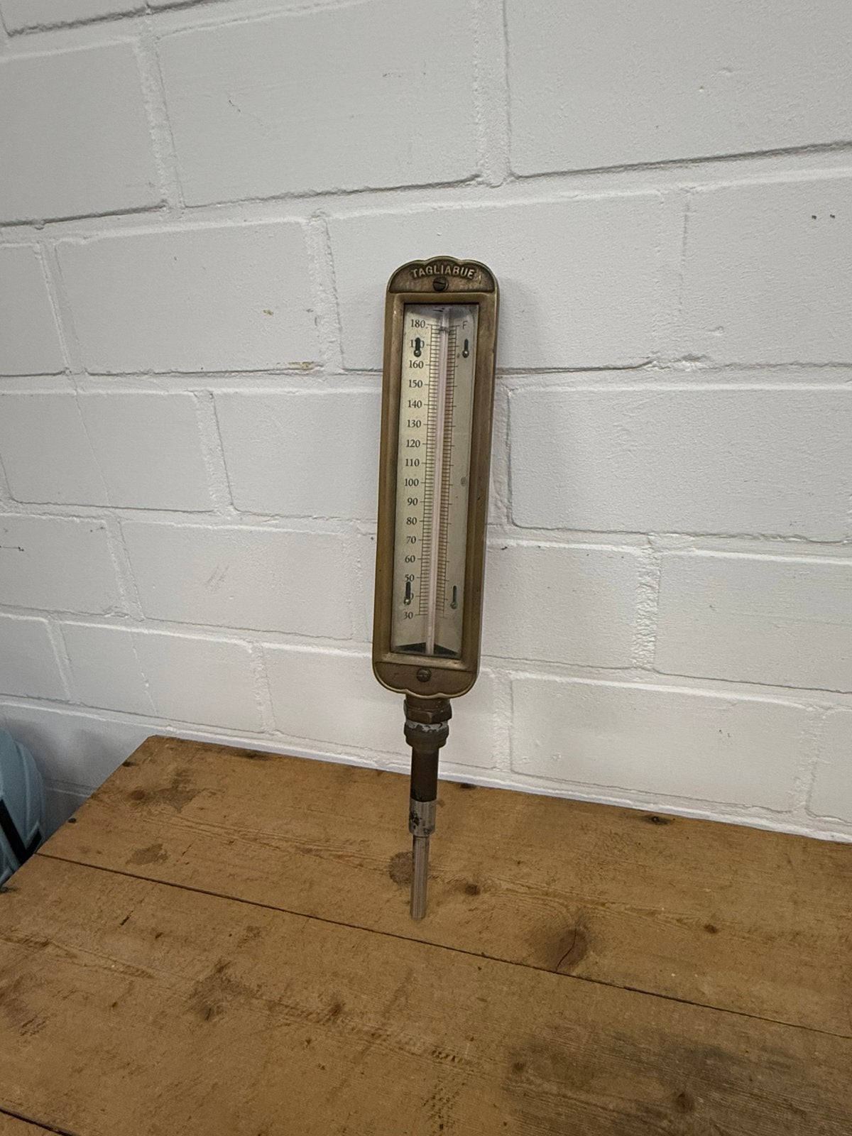 Antieke bronzen thermometer stoommachine stoomketel machine, Antiek en Kunst, Ophalen of Verzenden