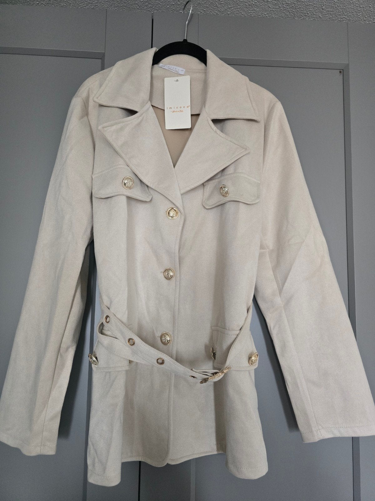 imicoco soft trenchcoat jasje - Nieuw met label, Kleding | Dames, Minre, Verzenden, Nieuw, Beige