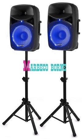 Luidspreker set met statieven, Speaker set, Plug & play 800W, Inclusief kabels, Vonyx, Overige typen, Nieuw