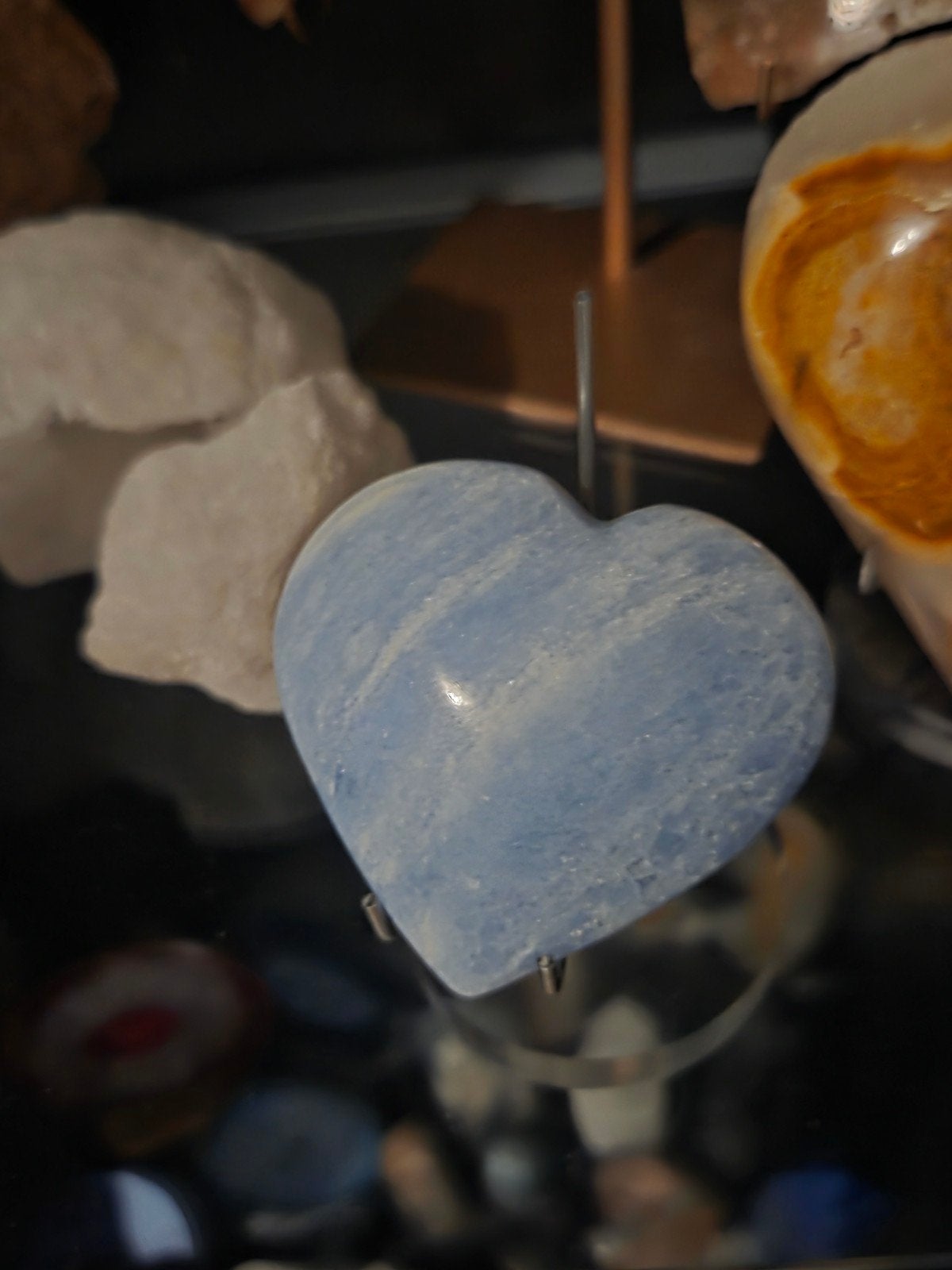 Klein blauw tint hart met standaard - Zeer mooie staat, Ophalen of Verzenden