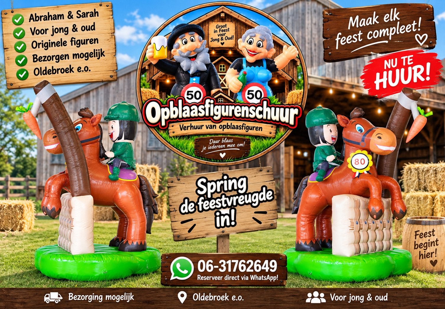 Sarah op Paard - Opblaasfiguur te huur, Ophalen of Verzenden, Zo goed als nieuw, Abraham of Sarah