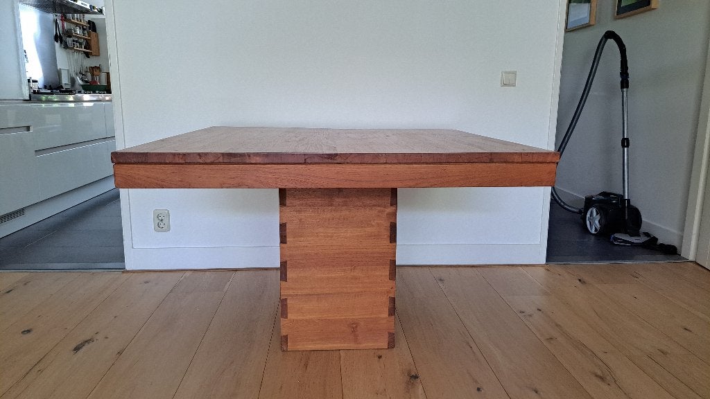 Tafel Teakhout 1.20 x 1.20, Huis en Inrichting, Tafels | Eettafels, Ophalen, Gebruikt, Landelijk, Vier personen