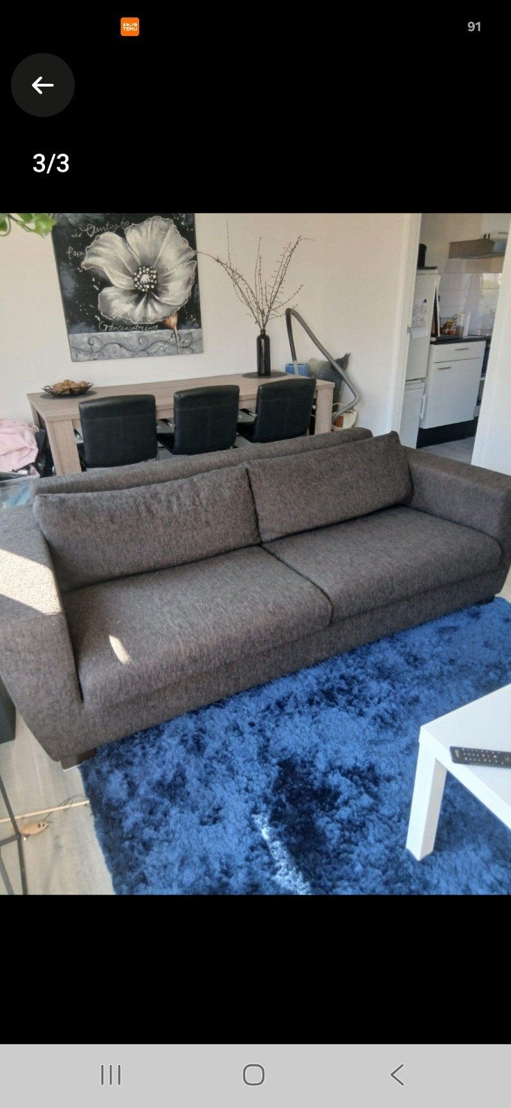 Comfortabele bruin grijze 2,5-zits bank, Ophalen, Gebruikt, Driepersoons, 75 tot 100 cm