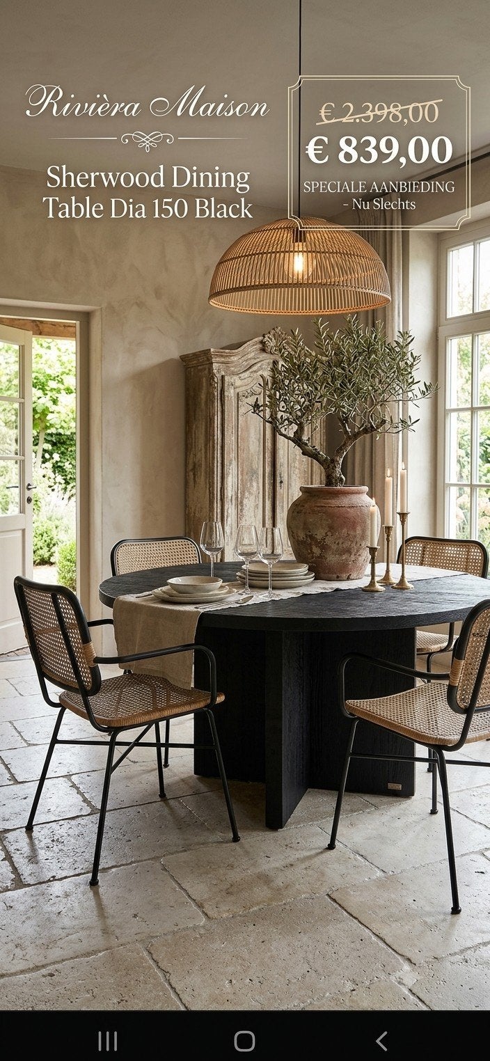 NIEUWE Riviera Maison Sherwood eettafel 150 cm zwart, Huis en Inrichting, Amsterdam, 150 tot 200 cm, Nieuw, Ophalen of Verzenden