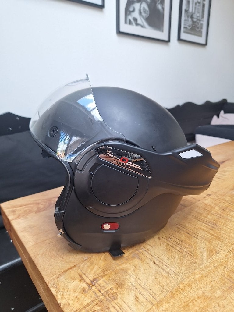 BEON B707 Stratos systeemhelm mat zwart met vizier, Motoren, M, Systeemhelm, Tweedehands, Ophalen