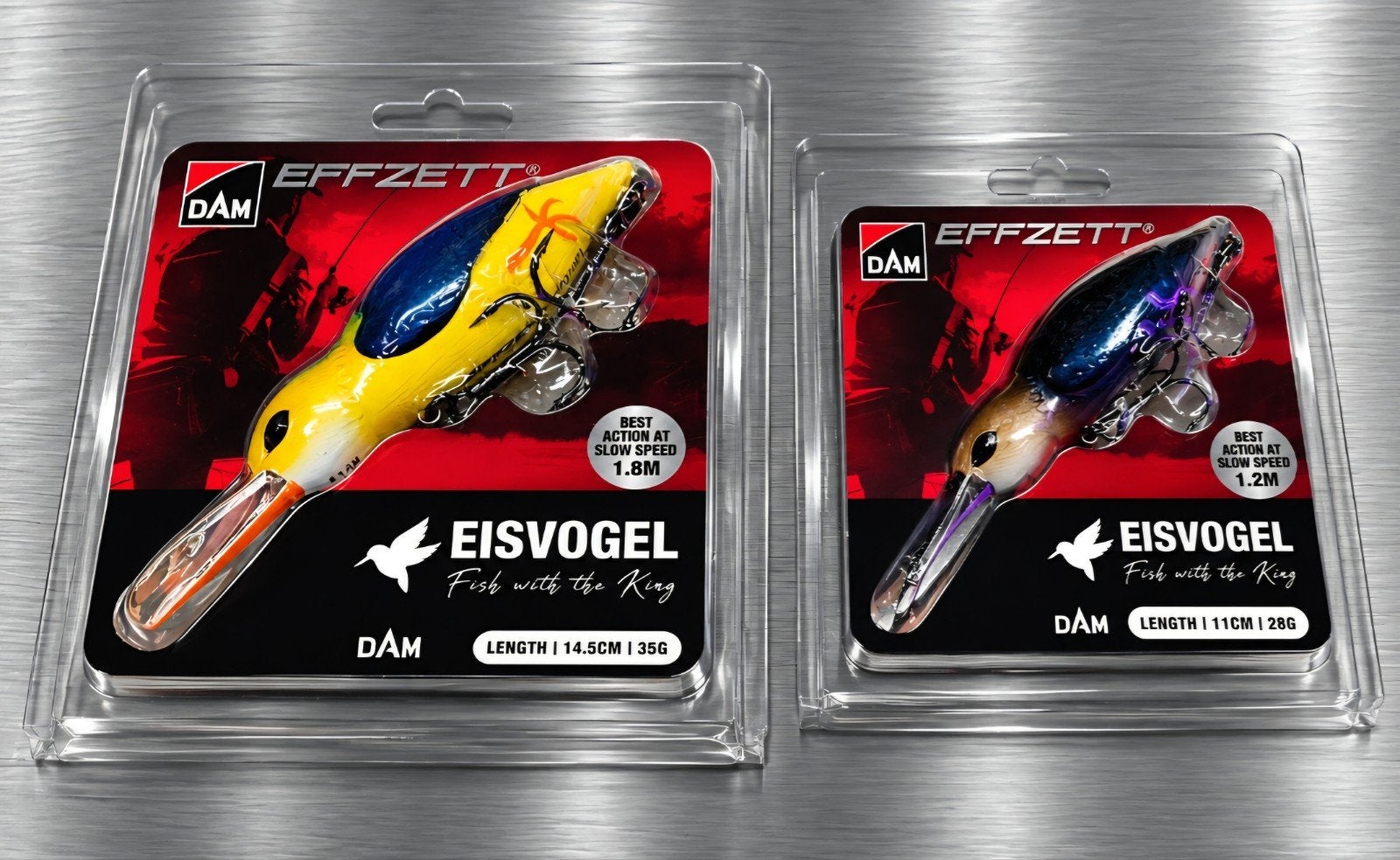 2x DAM EFFZETT Eisvogel 14.5cm-35gr 11cm-28gr

incl gratis n, Watersport en Boten, Ophalen of Verzenden, Overige typen