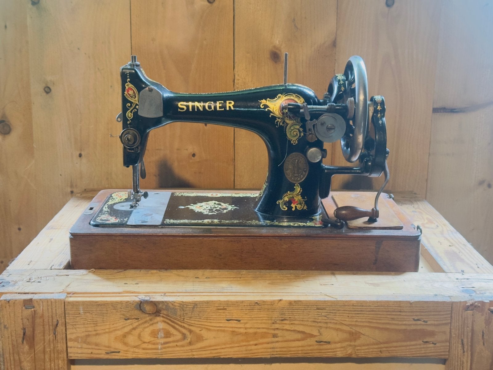 Antieke Singer 128K handnaaimachine 1913 – met certificaat, Ophalen