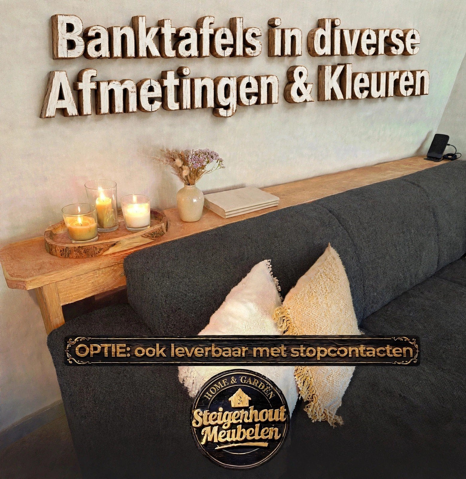 Banktafels  in diverse Maten & Kleuren, Ophalen of Verzenden, Nieuw, 200 cm of meer, 25 tot 50 cm