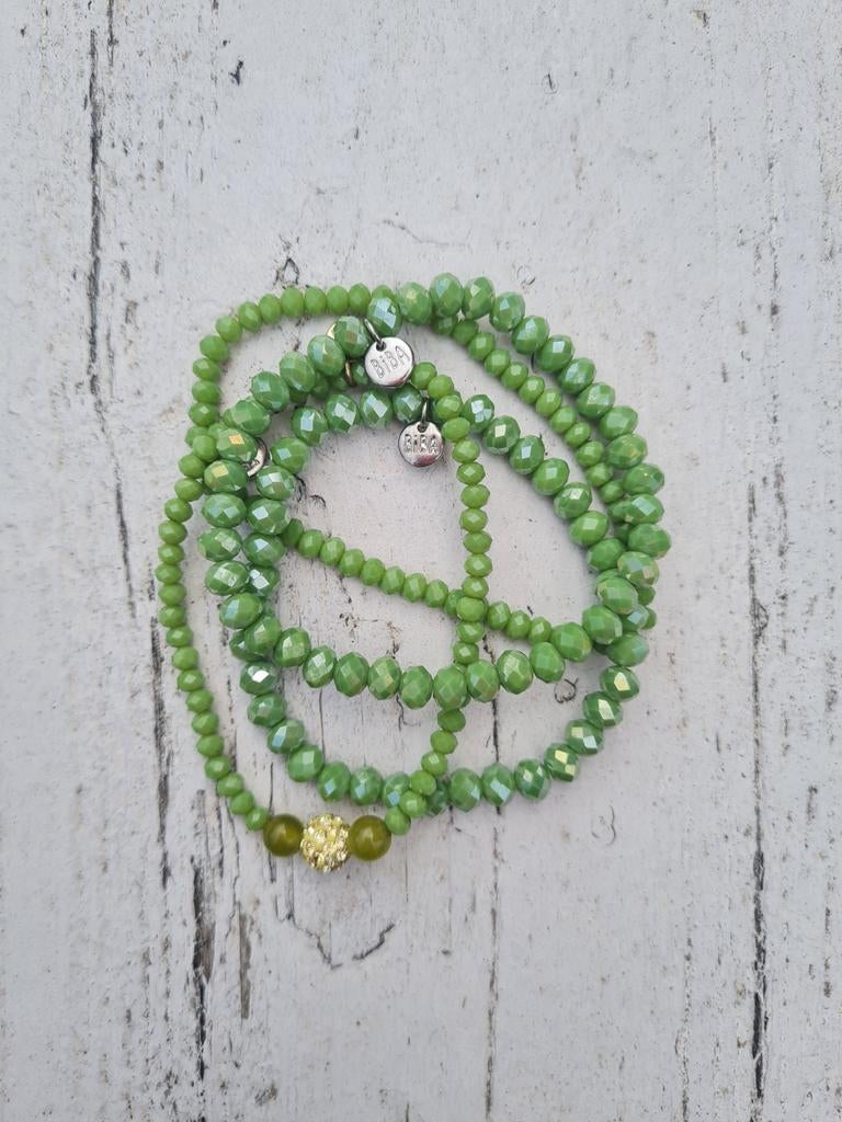 BIBA appelgroen kralenarmbandjes 3 euro pst nieuw, Kunststof of Plastic, Nieuw, Ophalen of Verzenden, Met bedels of kralen