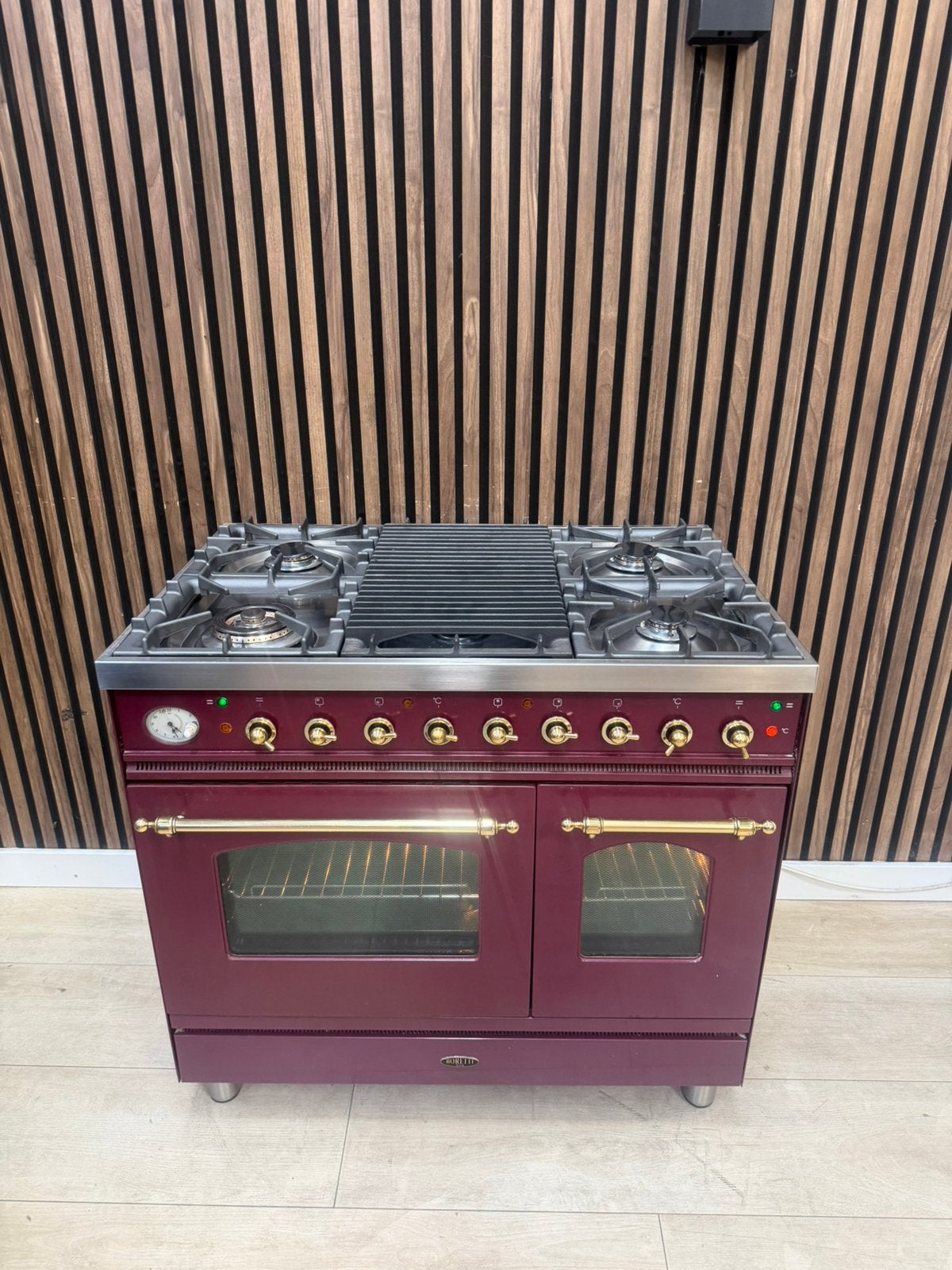 Mooie Bordeaux messing Boretti Fornuis (Gratis bezorgen), 5258sh, Gebruikt, 60 cm of meer, Grill