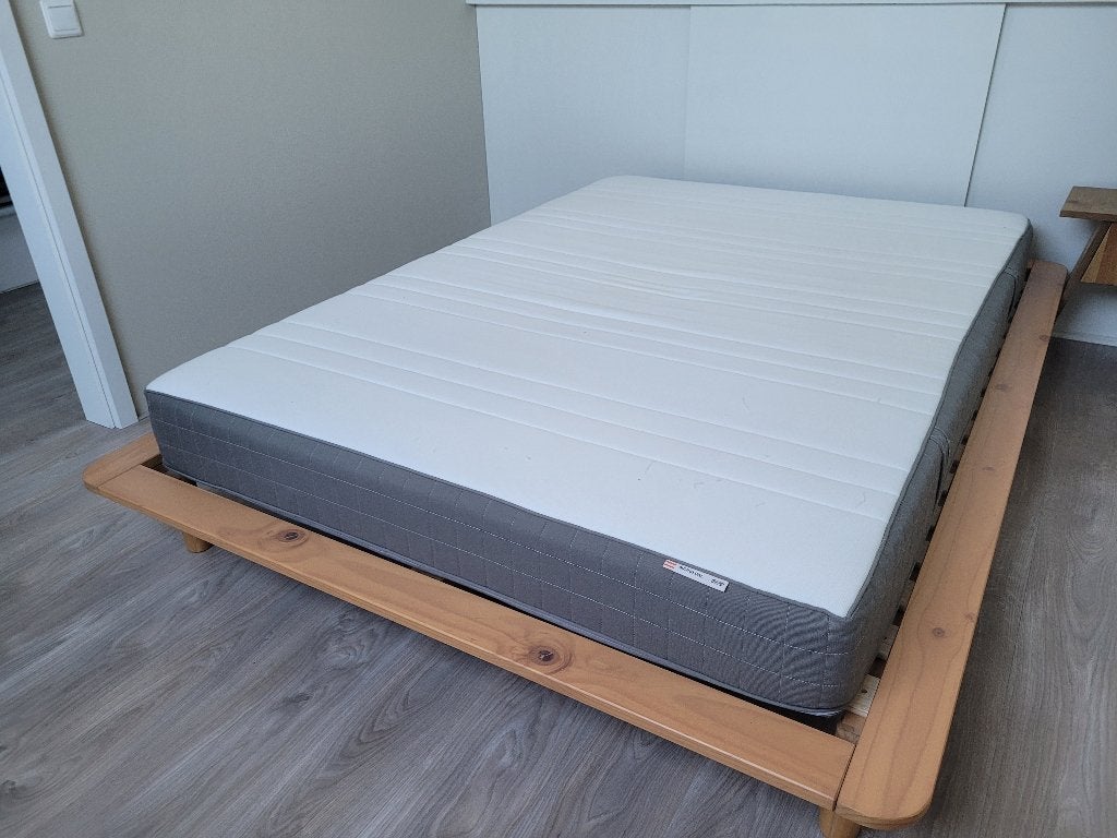 Natuurlijk grenen bed te koop, Ophalen, Japandi, Gebruikt, Bruin