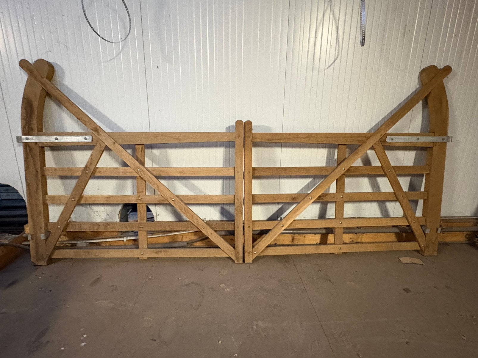 Dubbele eiken boerenpoort 350 cm – landelijke veldpoort, Ophalen, Zo goed als nieuw, Hout, Tuinhek