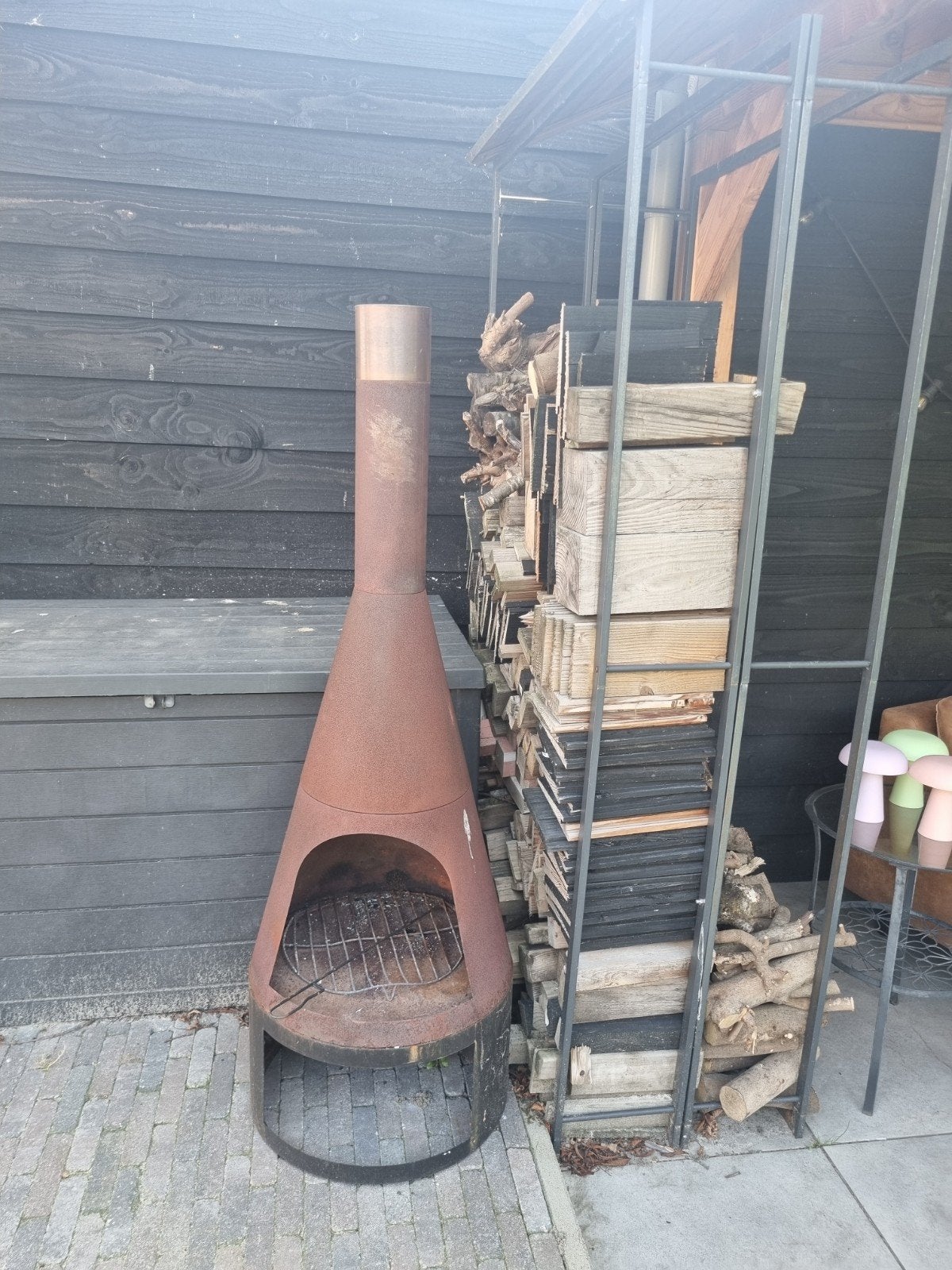 Rustieke vuurkorf / vuurton met grillrooster, Tuin en Terras, Vuurkorven, Ophalen, Gebruikt, Vuurkorf