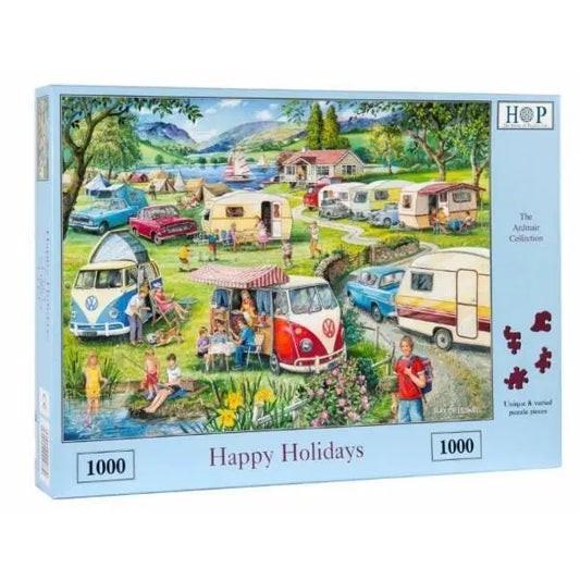 Puzzel HOP Happy holidays 1.000 stukjes, Hobby en Vrije tijd, Ophalen of Verzenden, 500 t/m 1500 stukjes, Zo goed als nieuw