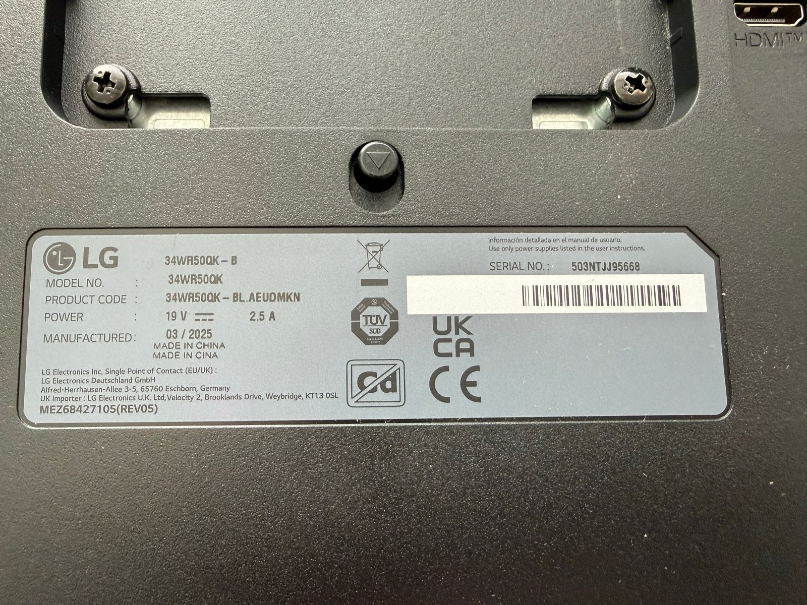 LG 34WR50QK Monitor Onderdelen: Moederbord, Voeding, Kabels, Computers en Software, ., LG, Ophalen of Verzenden, Zo goed als nieuw