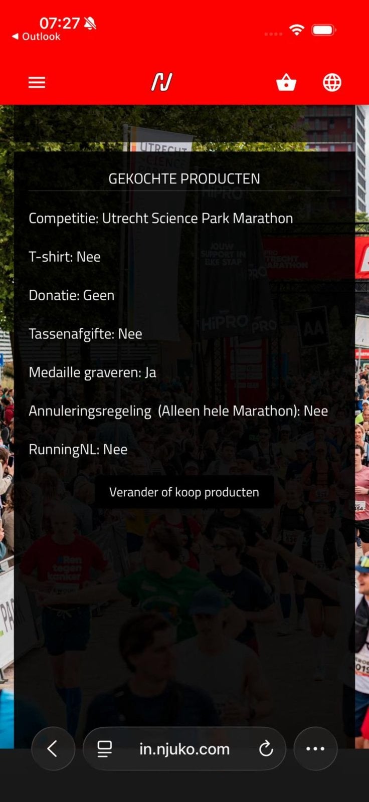 Ticket hele Marathon Utrecht + medaille graveren. Wave 1., Eén persoon