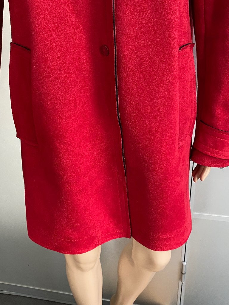 K341 Zara maat 40=M suedine lang jasje vest jas blazer rood, Maat 38/40 (M), Zara, Ophalen of Verzenden, Zo goed als nieuw