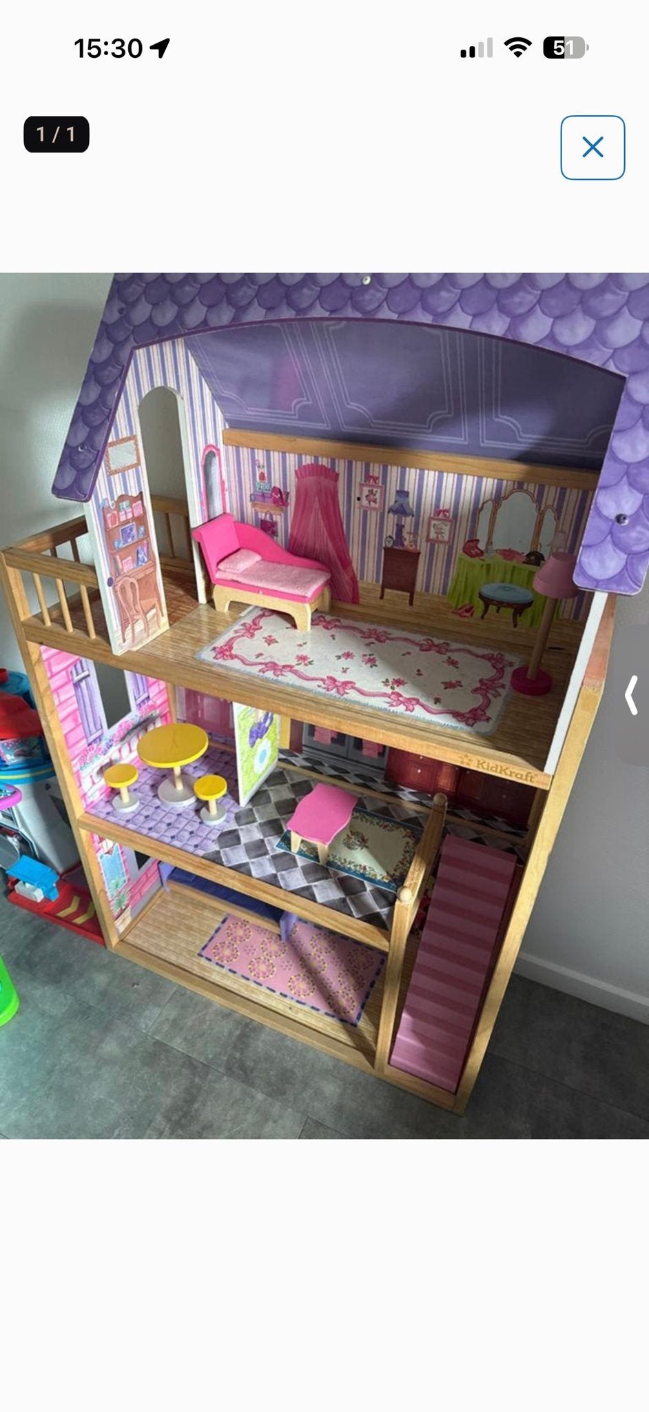 Groot KidKraft Houten Poppenhuis met Meubels, Ophalen of Verzenden, Gebruikt, Poppenhuis