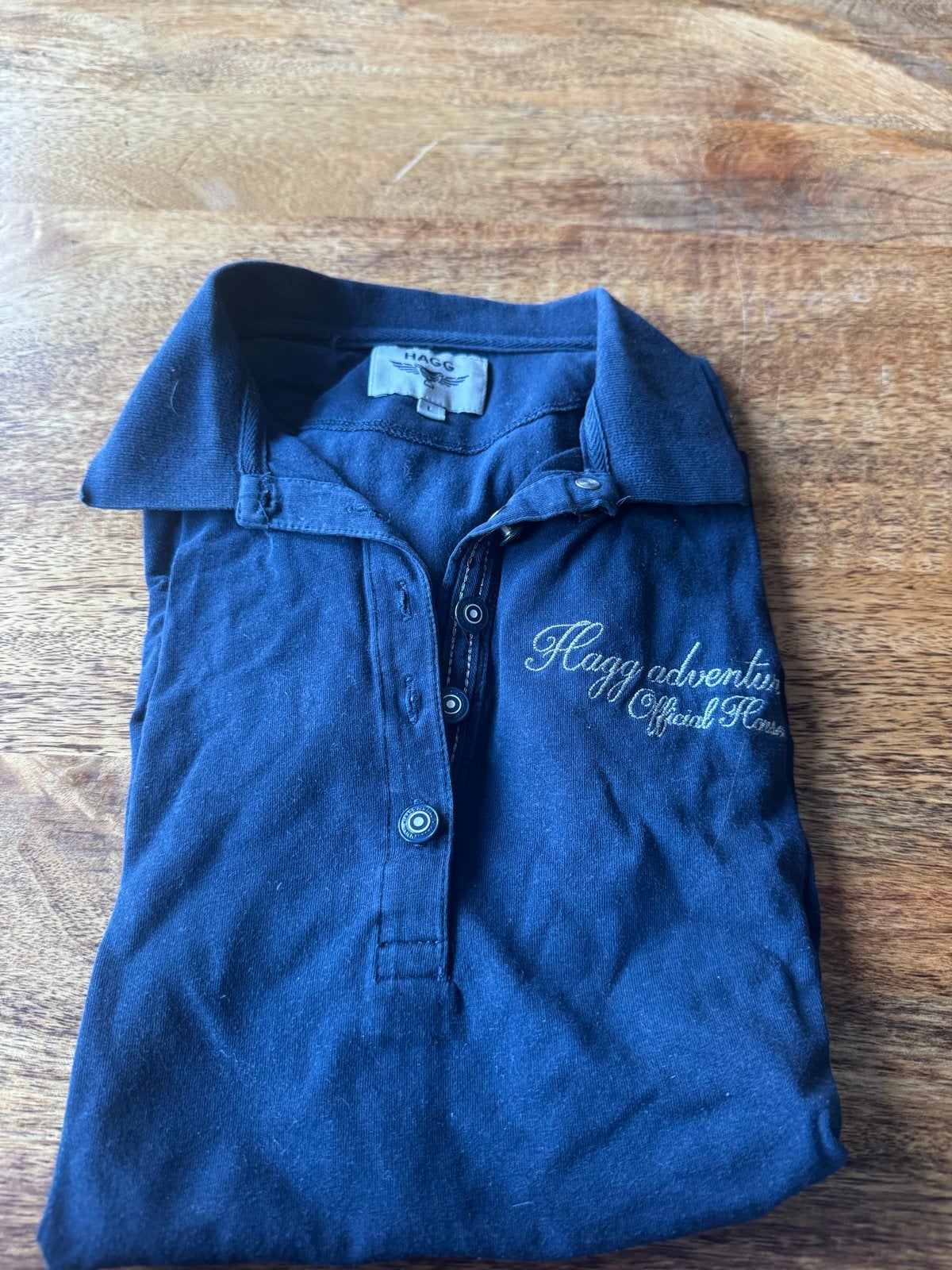 HAGG Donkerblauwe paardrijpolo - Maat L, Ophalen, Gebruikt, Bovenkleding