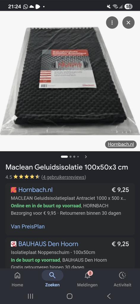 Geluidsisolatie, Doe-het-zelf en Verbouw, Isolatie en Afdichting, Ophalen, Overige materialen, Minder dan 4 cm, Minder dan 5 m²