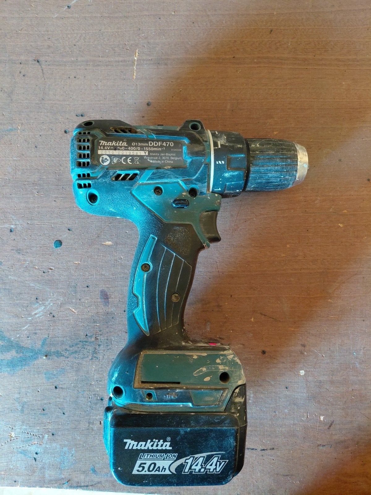 Makita DDF470 Accuboormachine met 5.0Ah accu, Ophalen, Gebruikt, Boor- en Schroefmachine