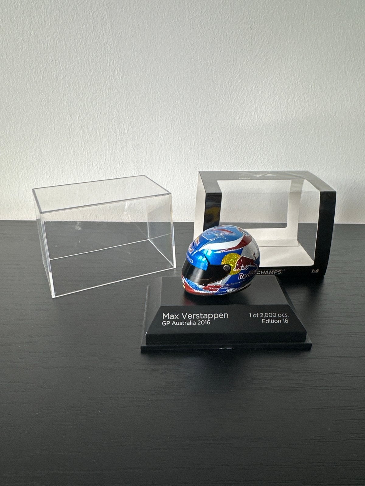 Max Verstappen helm 1:8 GP Australië 2016 Minichamps, Ophalen of Verzenden, Nieuw, Overige typen