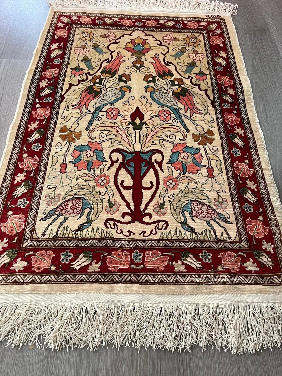 Perzische tapijten, Beige, Nieuw, Rechthoekig, 50 tot 100 cm