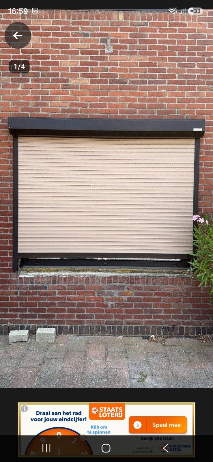 IK ZOEK Elektrisch rolluik - 125 cm breed, 220 cm lang, Ophalen, Gebruikt, Elektrisch, Rolluik