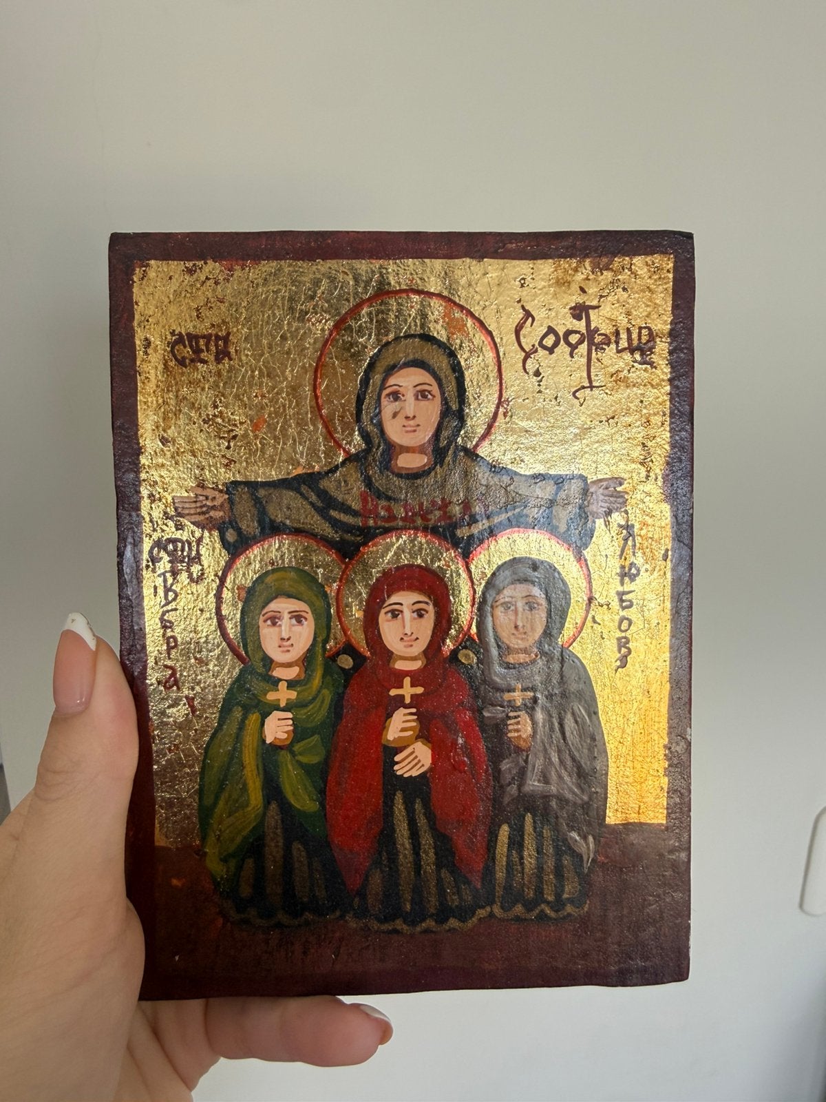 Prachtige handgeschilderde orthodoxe icoon, Antiek en Kunst, Antiek | Religie, Ophalen of Verzenden