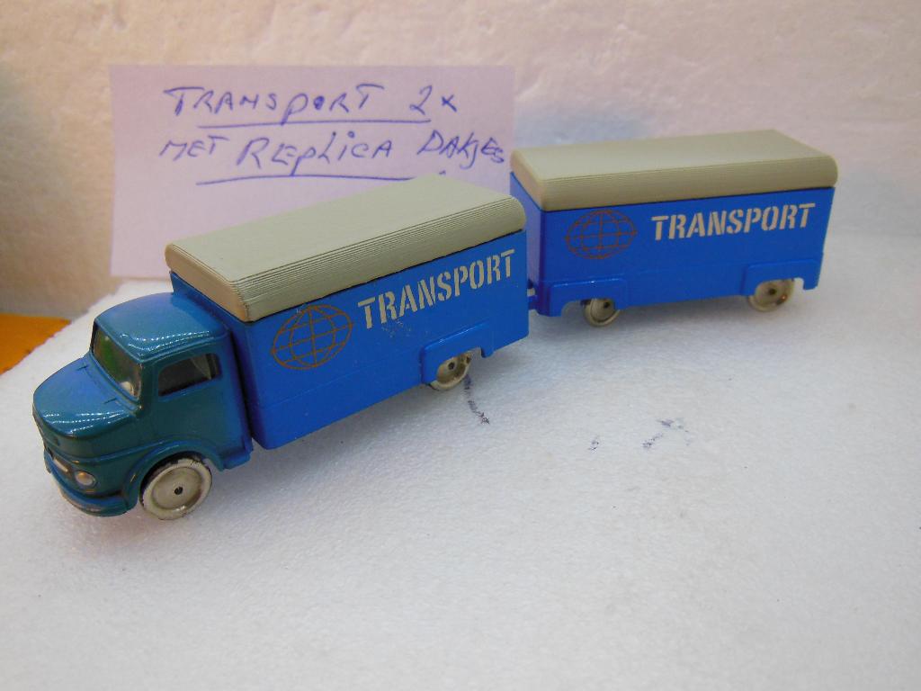 LEGO - TRANSPORT +Aanhangwagen - 1:87 - Blauw, Hobby en Vrije tijd, Modelauto's | 1:87, Ophalen of Verzenden, Gebruikt, Bus of Vrachtwagen