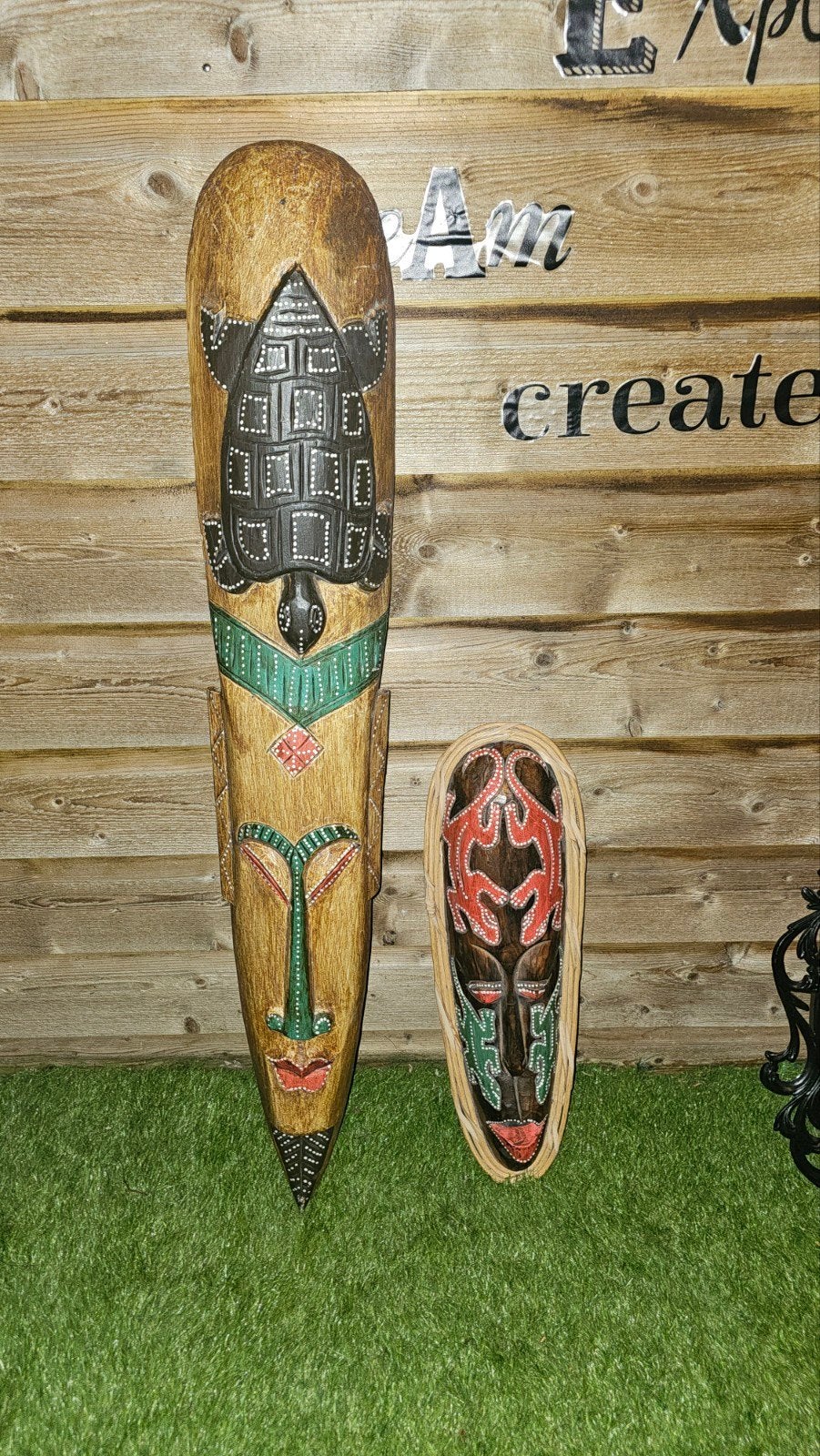 Set van 2 handgesneden houten maskers - Afrikaanse stijl, Antiek en Kunst, Kunst | Niet-Westerse kunst, Ophalen