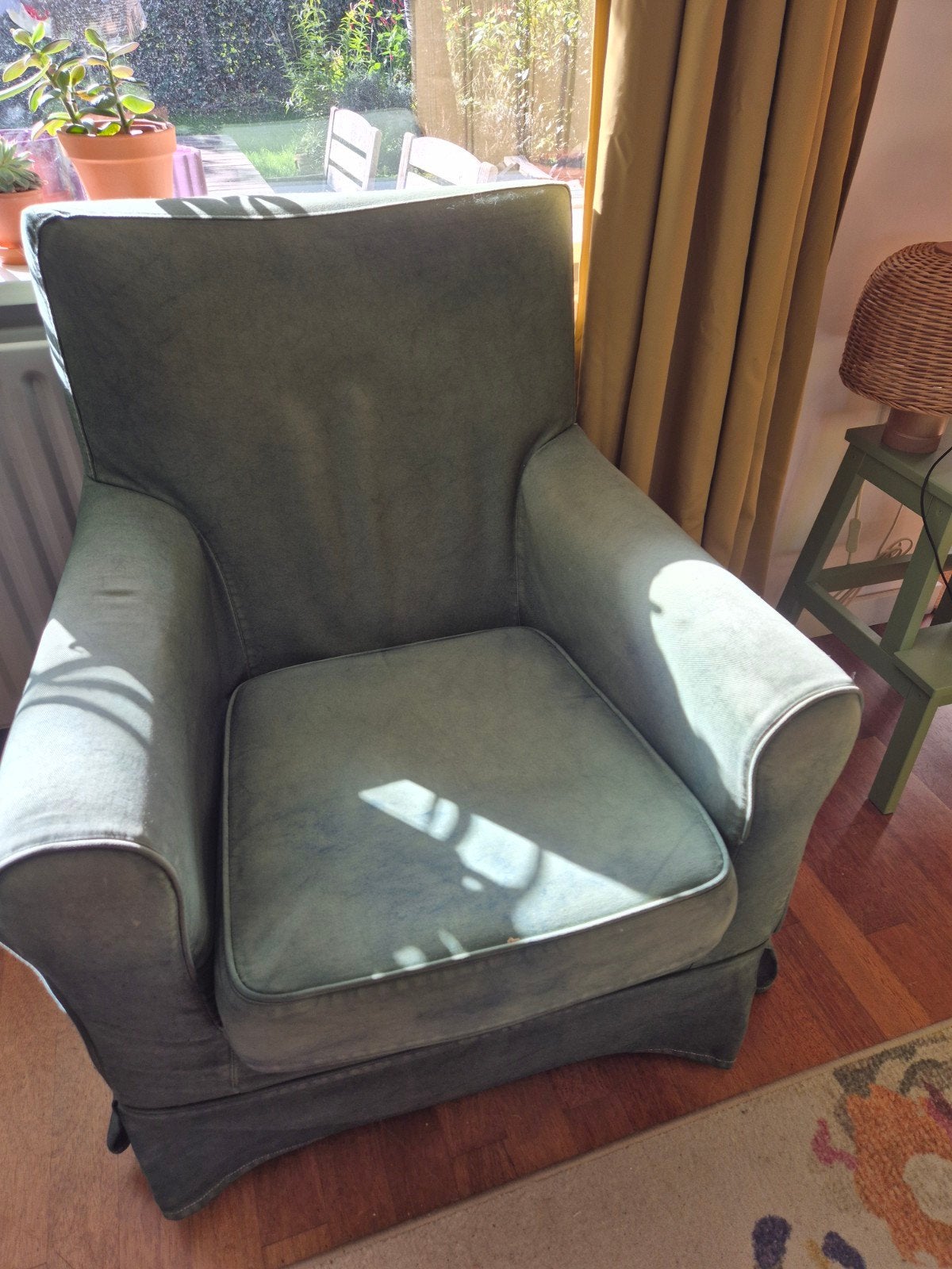 jennylund stoel met geverfde groene hoes, Ophalen, Gebruikt, 75 tot 100 cm, 50 tot 75 cm