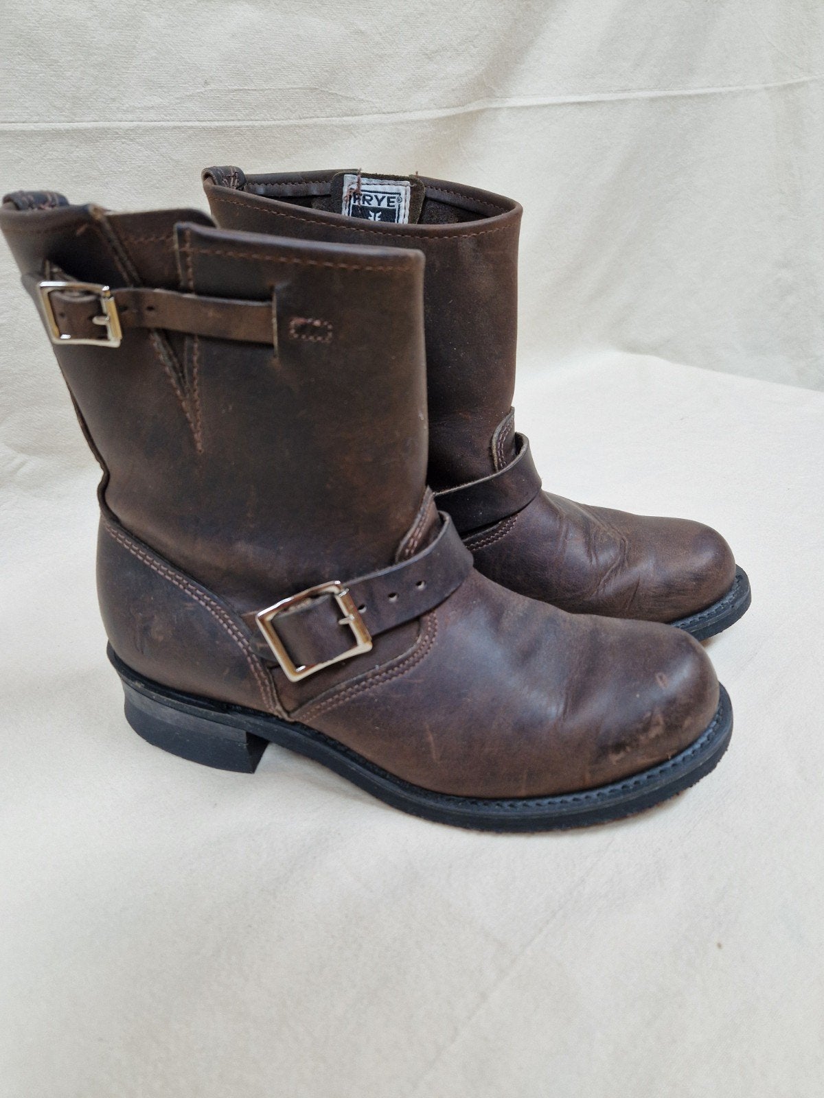 Stoere bruin leren laarzen, Frye mt 37/38, Hoge laarzen, Bruin, Ophalen of Verzenden, Zo goed als nieuw