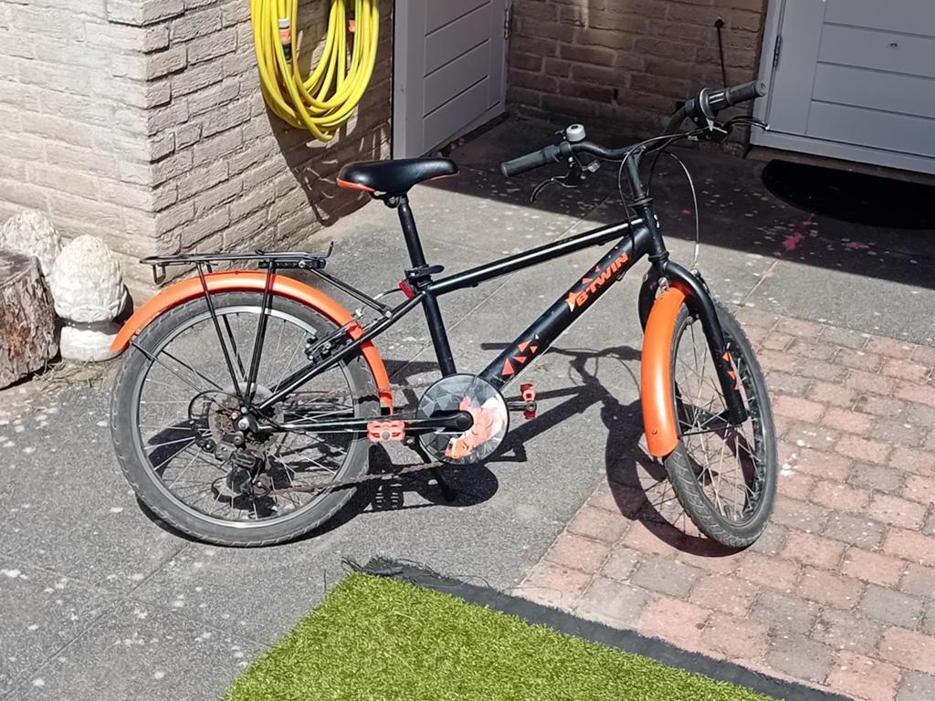 Kinder mountainbike met bagagedrager Merk B-Twin, Ophalen, Staal, BTWIN, 16 tot 20 inch