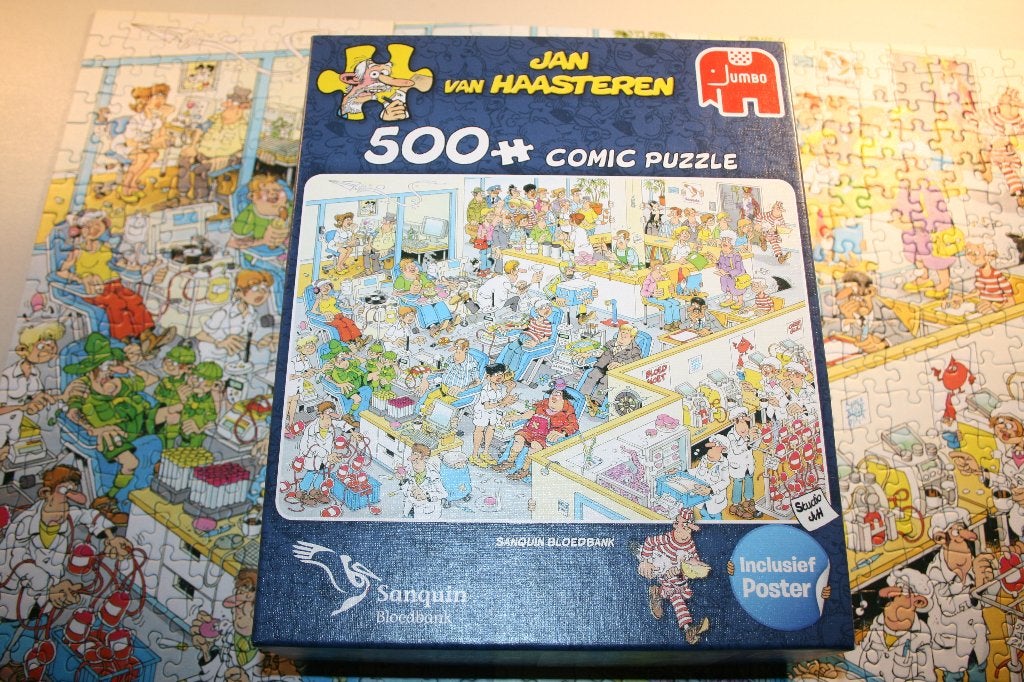 Legpuzzel Jan van Haasteren - Sanquin bloedbank - 500 st, Ophalen of Verzenden, 500 t/m 1500 stukjes, Zo goed als nieuw
