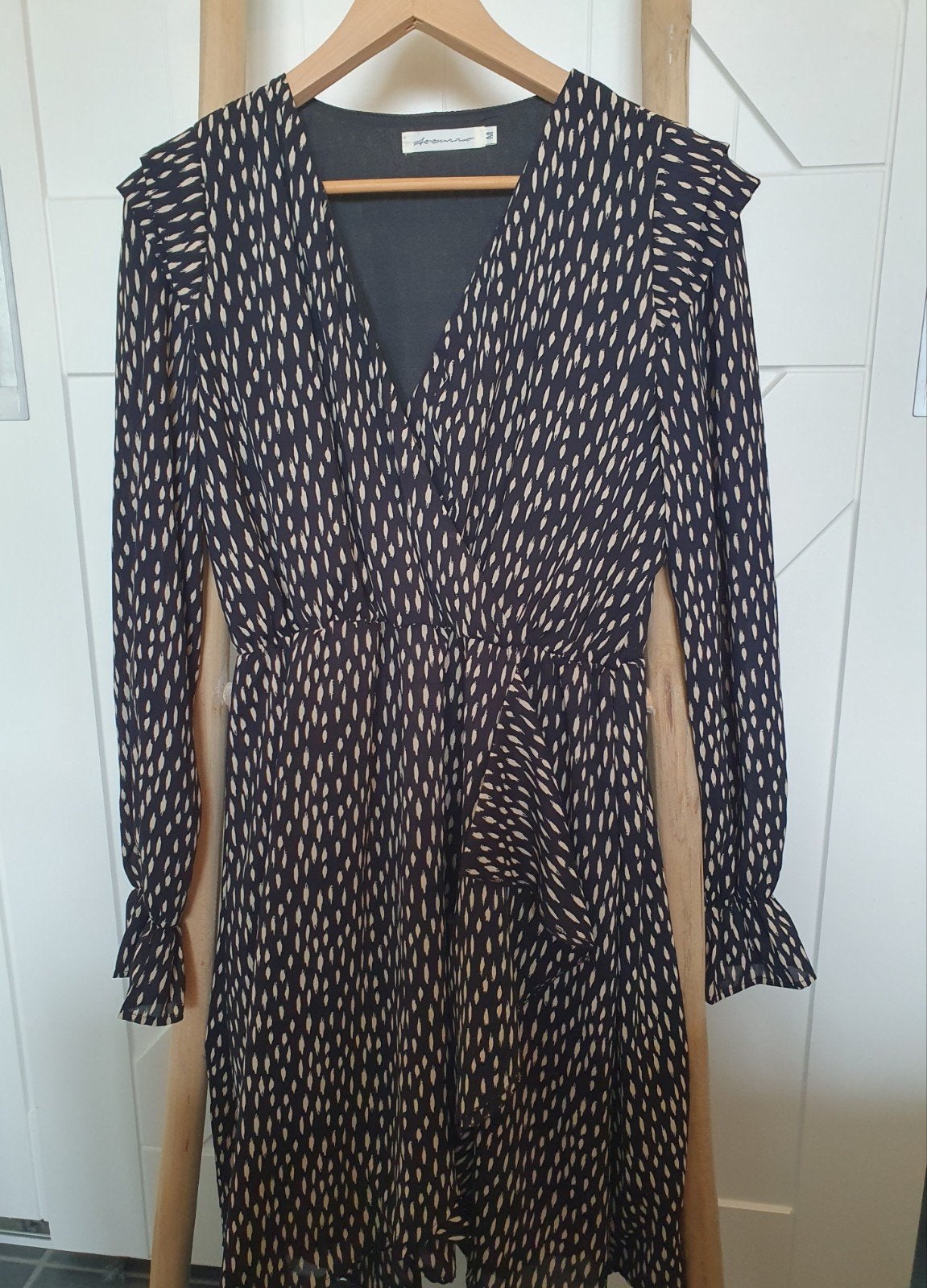 Azzurro Jurk Zwart met Beige Print Maat M, Maat 38/40 (M), Azzurro, Zwart, Ophalen of Verzenden