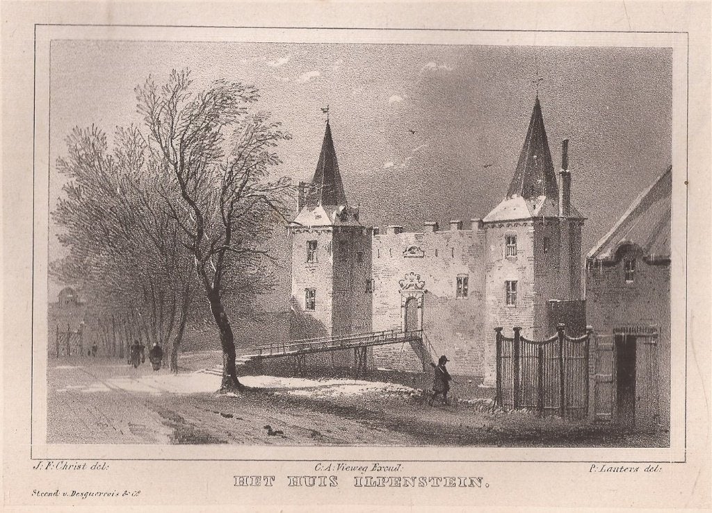Het Huis Ilpenstein in Noord-Holland Litho 1846, Antiek en Kunst, Origineel, 1800 - 1899, Gravure, 13 cm