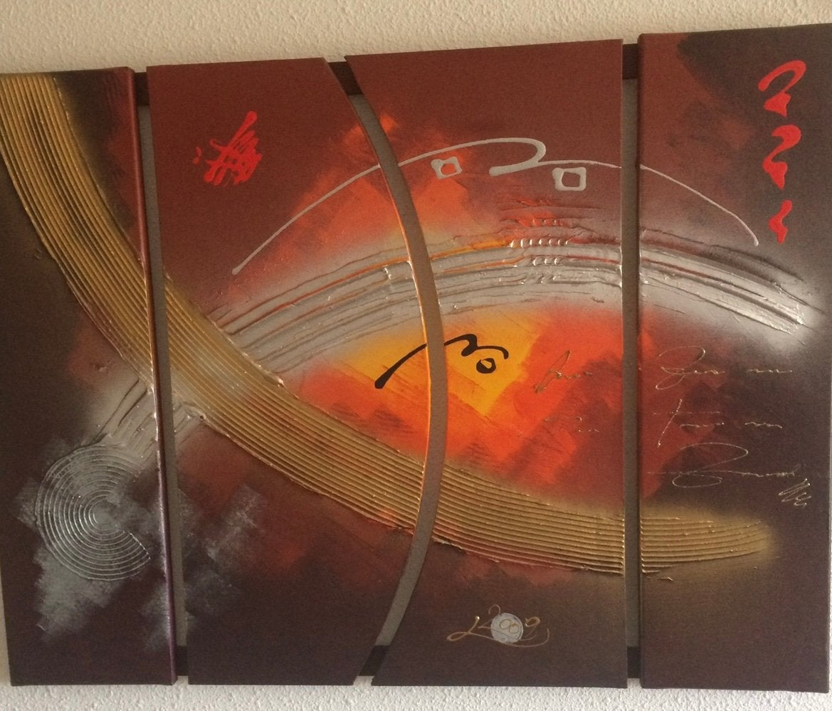 4 Diverse Abstracte Schilderijen, Ophalen