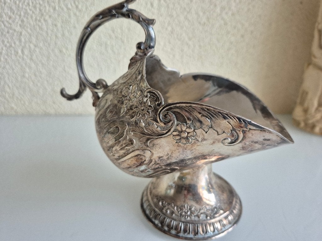 Vintage verzilverde suikerpot in de vorm van kolenkit., Antiek en Kunst, Curiosa en Brocante, Ophalen of Verzenden