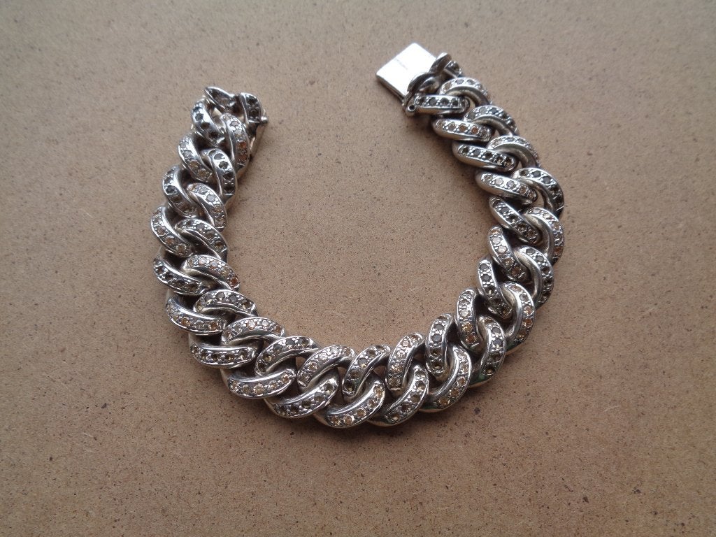 zilveren CUBAN schakel armband met granaat en citrien [873], Verzenden, Zo goed als nieuw, Zilver, Zilver