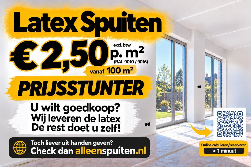 LATEX SPUITEN – PRIJSSTUNTER VANAF € 2,50 PER M²!, Ophalen, Overige kleuren, Nieuw, Verf