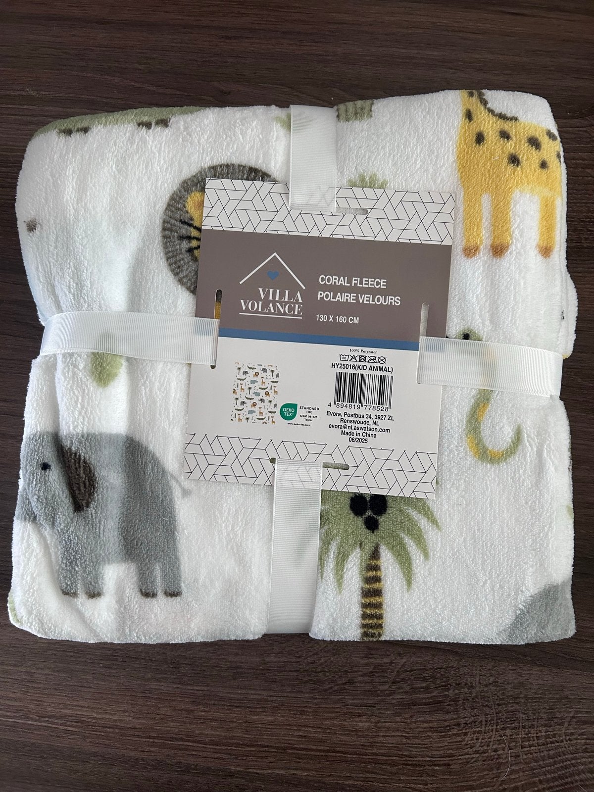 Villa Volance Coral Fleece Deken met Dierenprint 130x160 cm, Overige merken, Nieuw, Ophalen of Verzenden, Deken of Dekbed