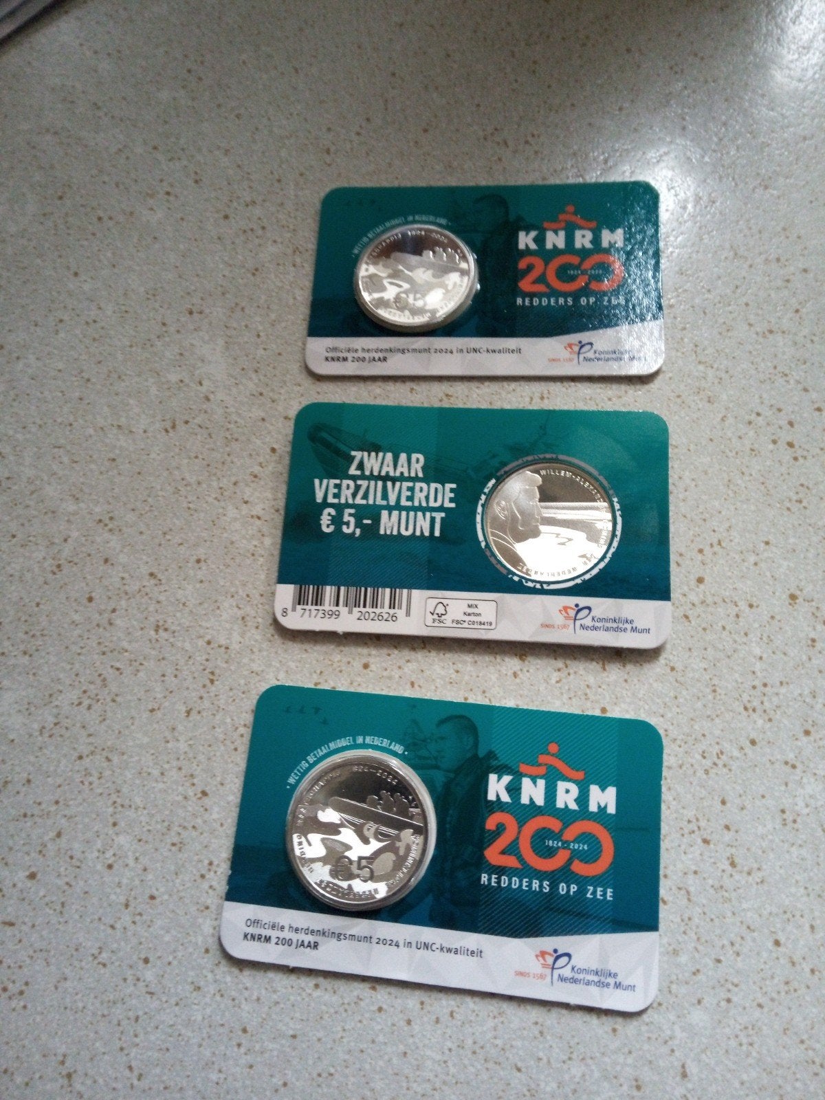 5 euro 200 jaar KNRM Coincard Vijfje 2024 Verzilverd !!!, Postzegels en Munten, Koningin Beatrix, Zilver, Euro's, Ophalen of Verzenden