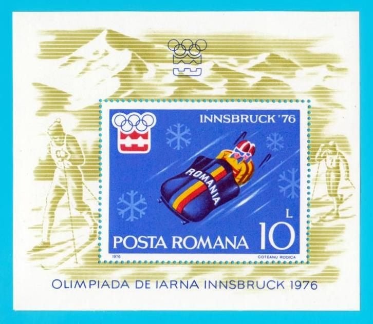 Roemenië, Sport, Bobslee, Mi. blok 128 postfris, Verzenden, Overige landen, Postfris