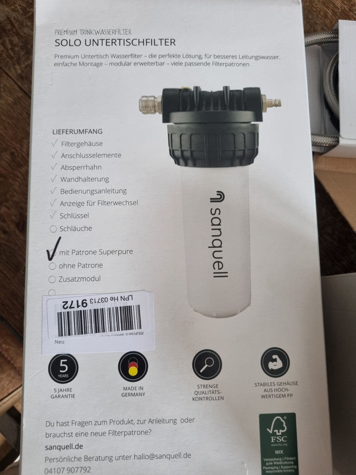 Sanquell SOLO Ondertafel Waterfilter - Nieuw in Doos, Ophalen of Verzenden