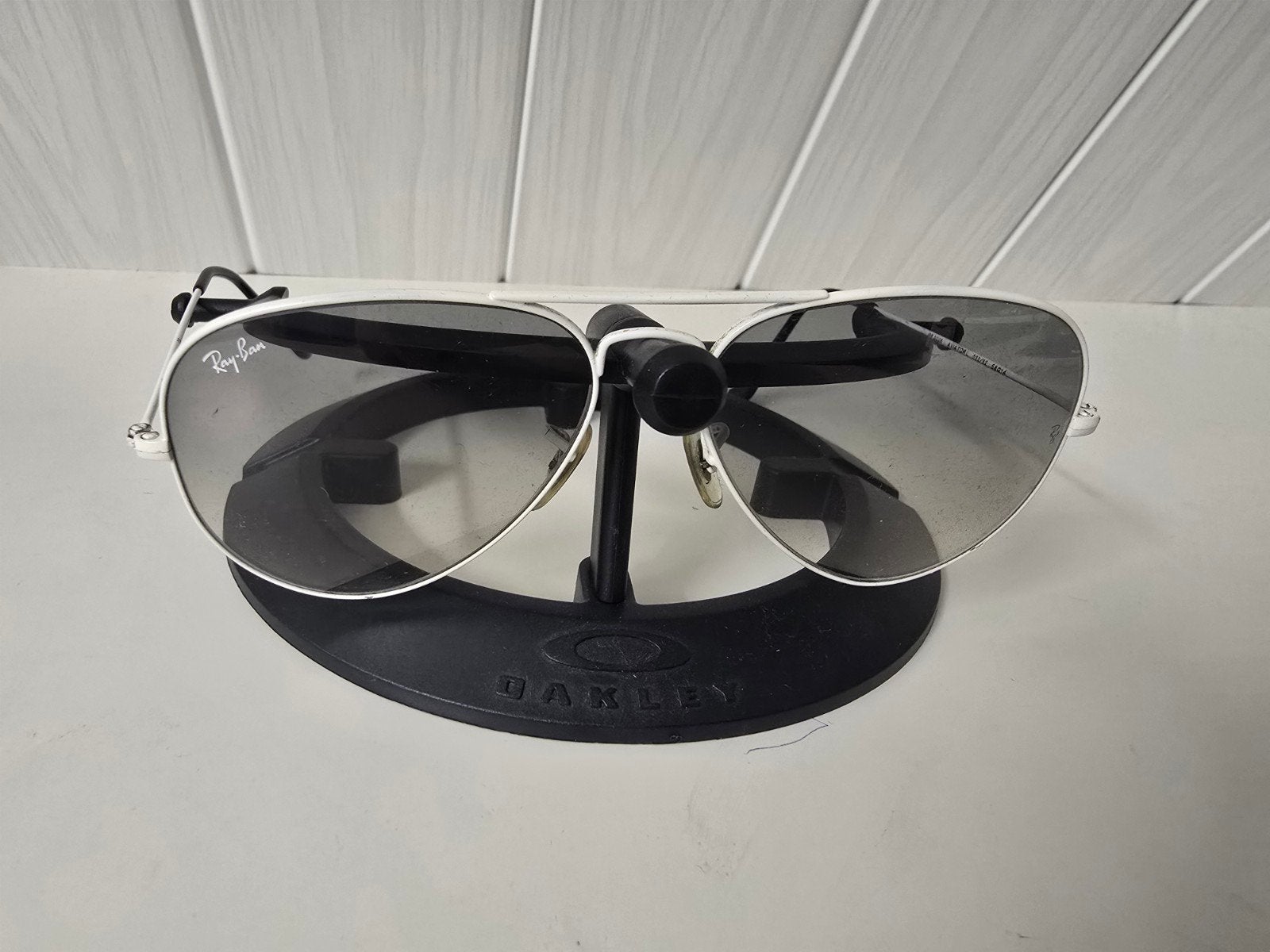 Witte Ray-Ban Aviator L RB 3025, Zonnebril, Wit, Ophalen of Verzenden, Zo goed als nieuw