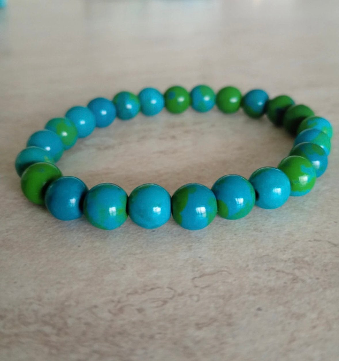 Chrysocolla armband, Sieraden, Tassen en Uiterlijk, Edelstenen, Ophalen of Verzenden, Zo goed als nieuw