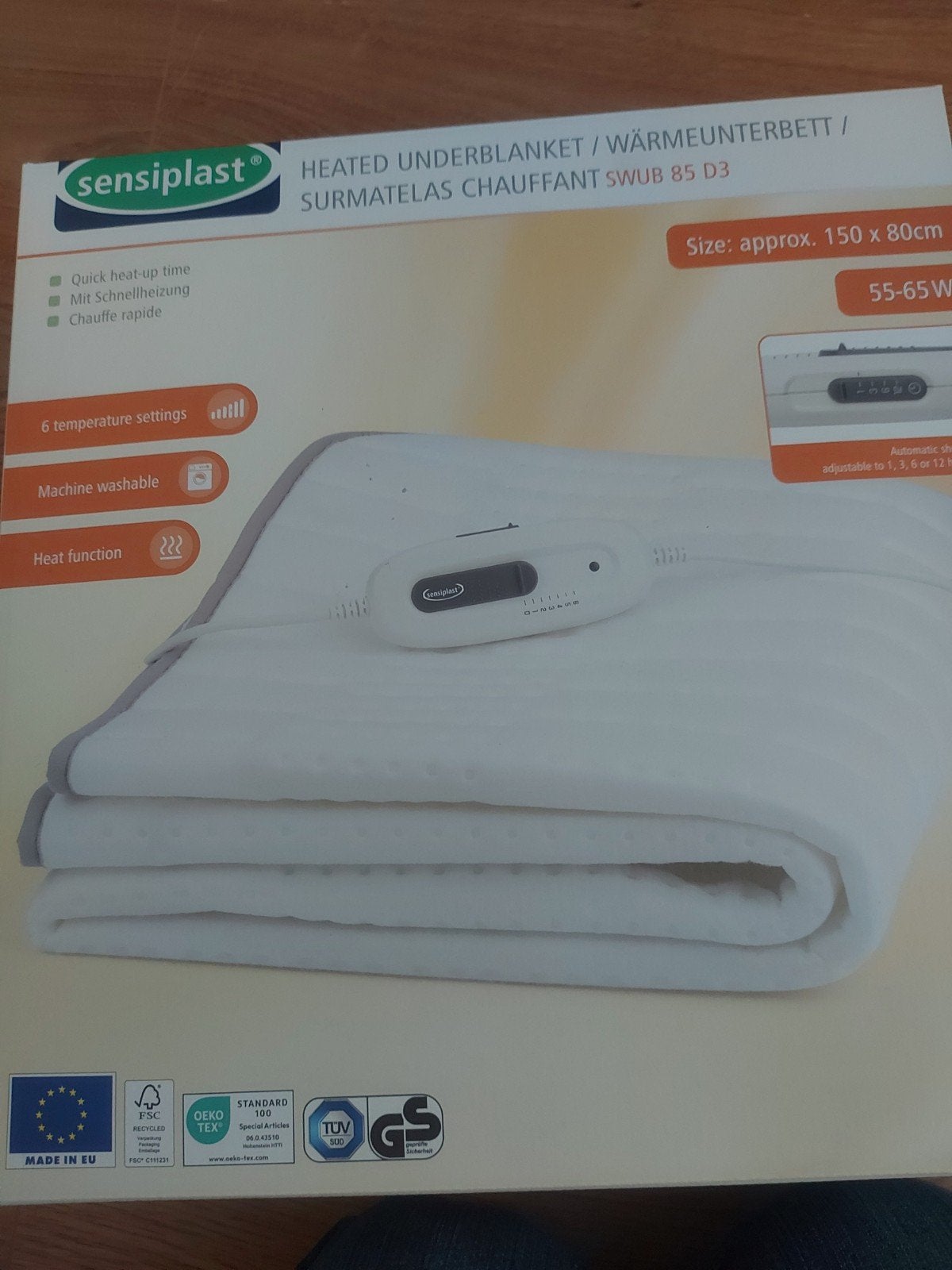 Sensiplast electrische deken 150x80 cm, Huis en Inrichting, Ophalen, Eenpersoons, Wit, Nieuw