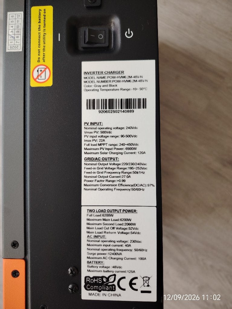 Powmr 6,2 kW off grid inverter, Ophalen, Zo goed als nieuw